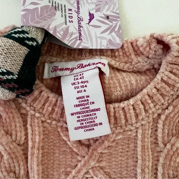 Tommy Bahama Toddler Girl 3 Piece Set- Chenille Sweater, Plaid Skirt & Headband - Picture 8 of 10